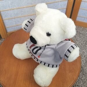 Vintage Benetton White Teddy Bear Stuffed Animal Plush Collectible 10" 1985